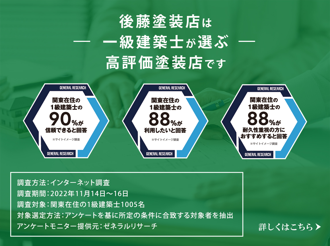 後藤塗装店は一級建築士が選ぶ高評価塗装店です